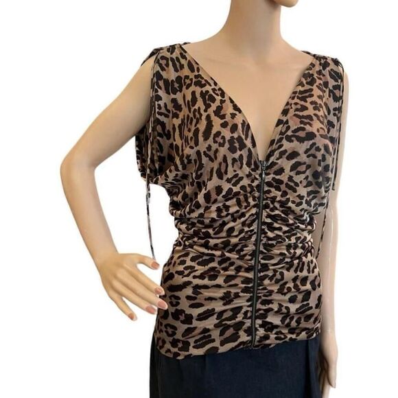 Women's Express Brown Leopard Print V-Neck Blouse Size S - Picture 5 of 5